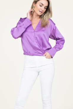 Silk Wrap Top Lisboa | Purple... | Dante 6 | Little Soho
