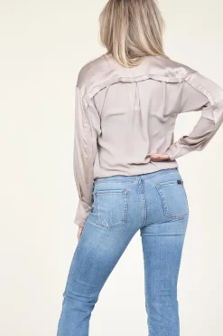 Silk Wrap Top Lisboa | Taupe... | Dante 6 | Little Soho