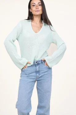 Soft Alpaca Blend Sweater Kenza | Green... | Dante 6 | Little Soho