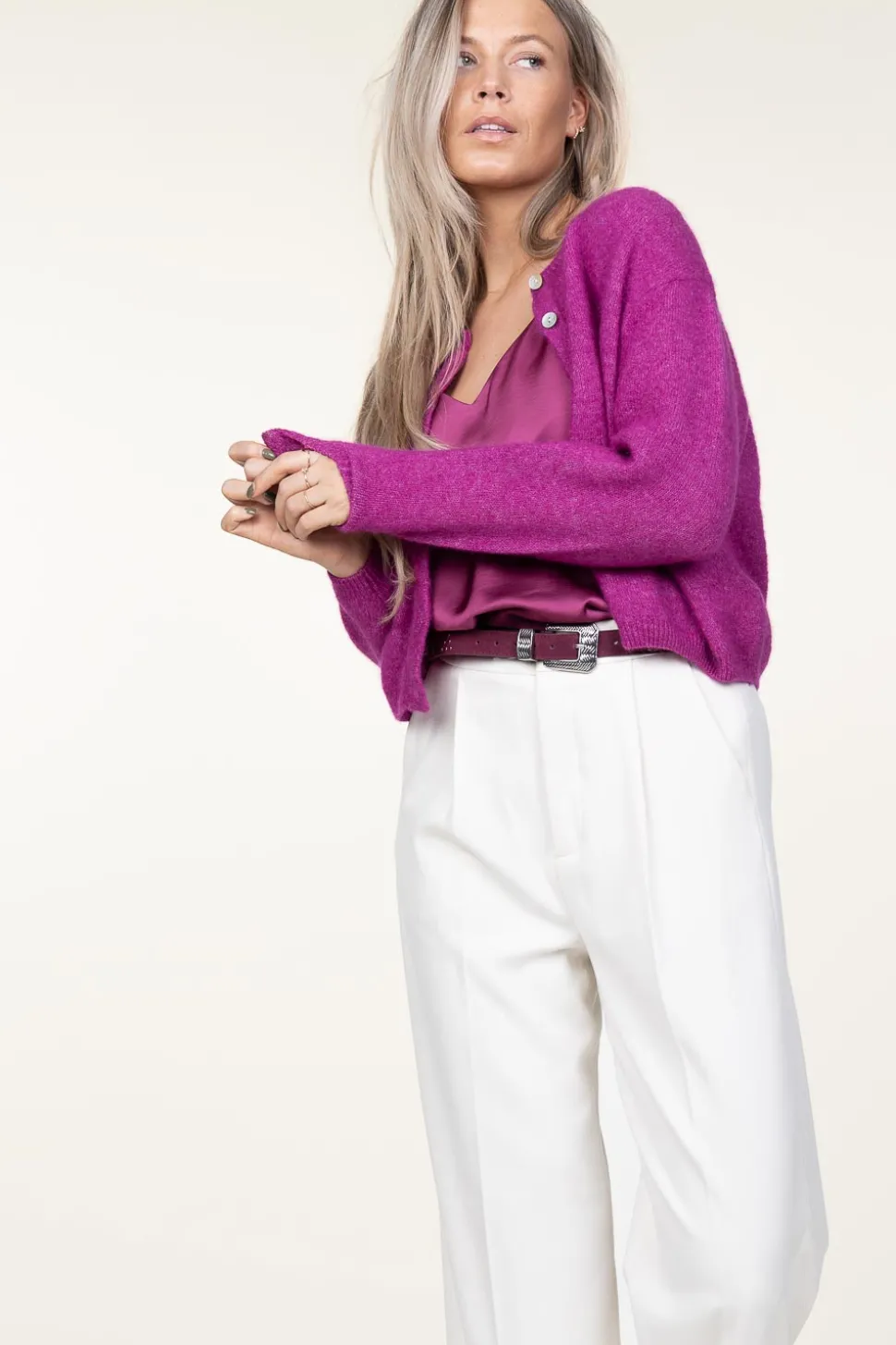 Soft Alpaca Cardigan Vitow | Purple... | American Vintage | Little Soho