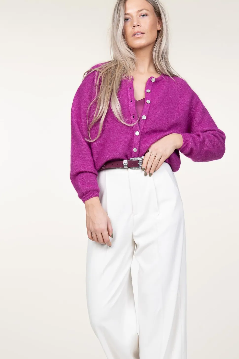 Soft Alpaca Cardigan Vitow | Purple... | American Vintage | Little Soho
