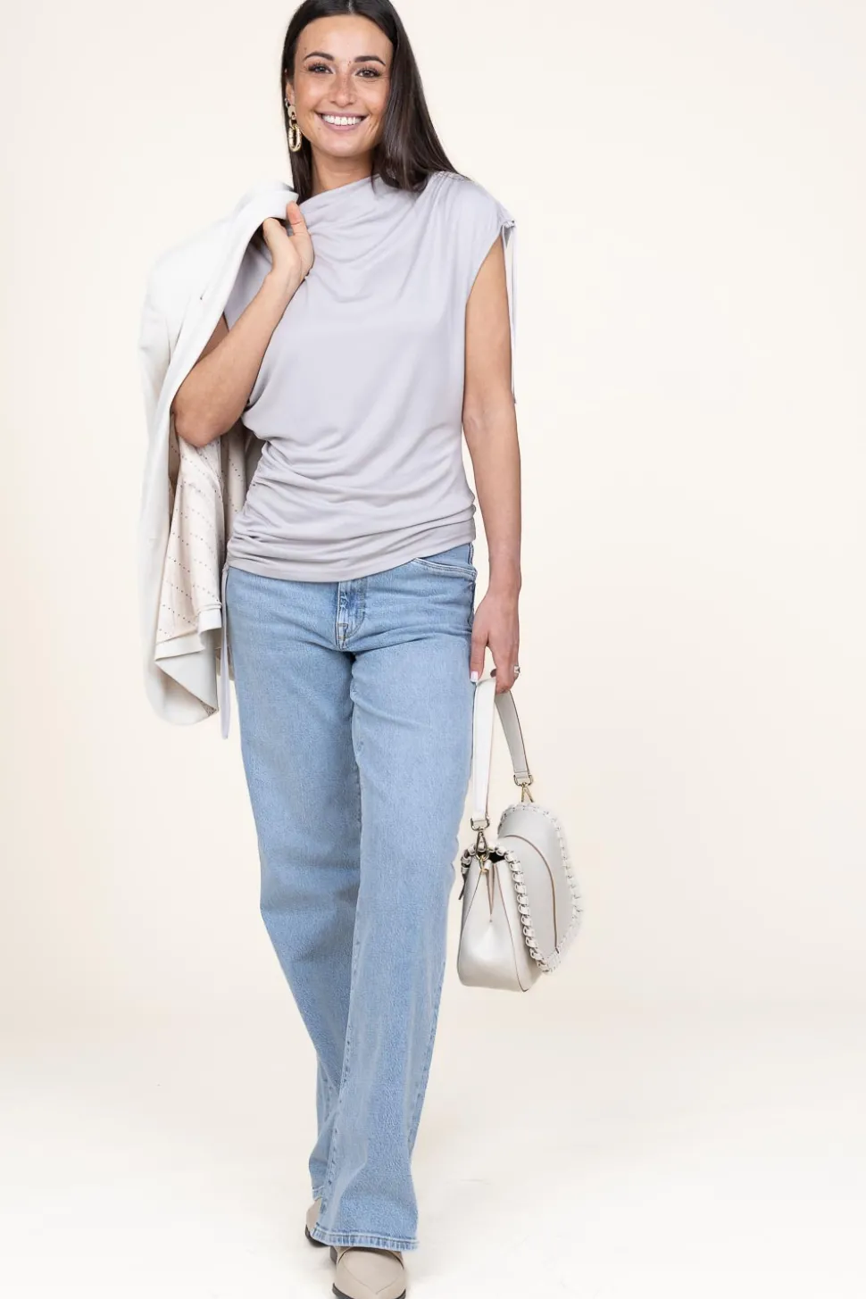 Soft Asymmetrical Modal Mix Top Elin | Natural... | Dante 6 | Little Soho