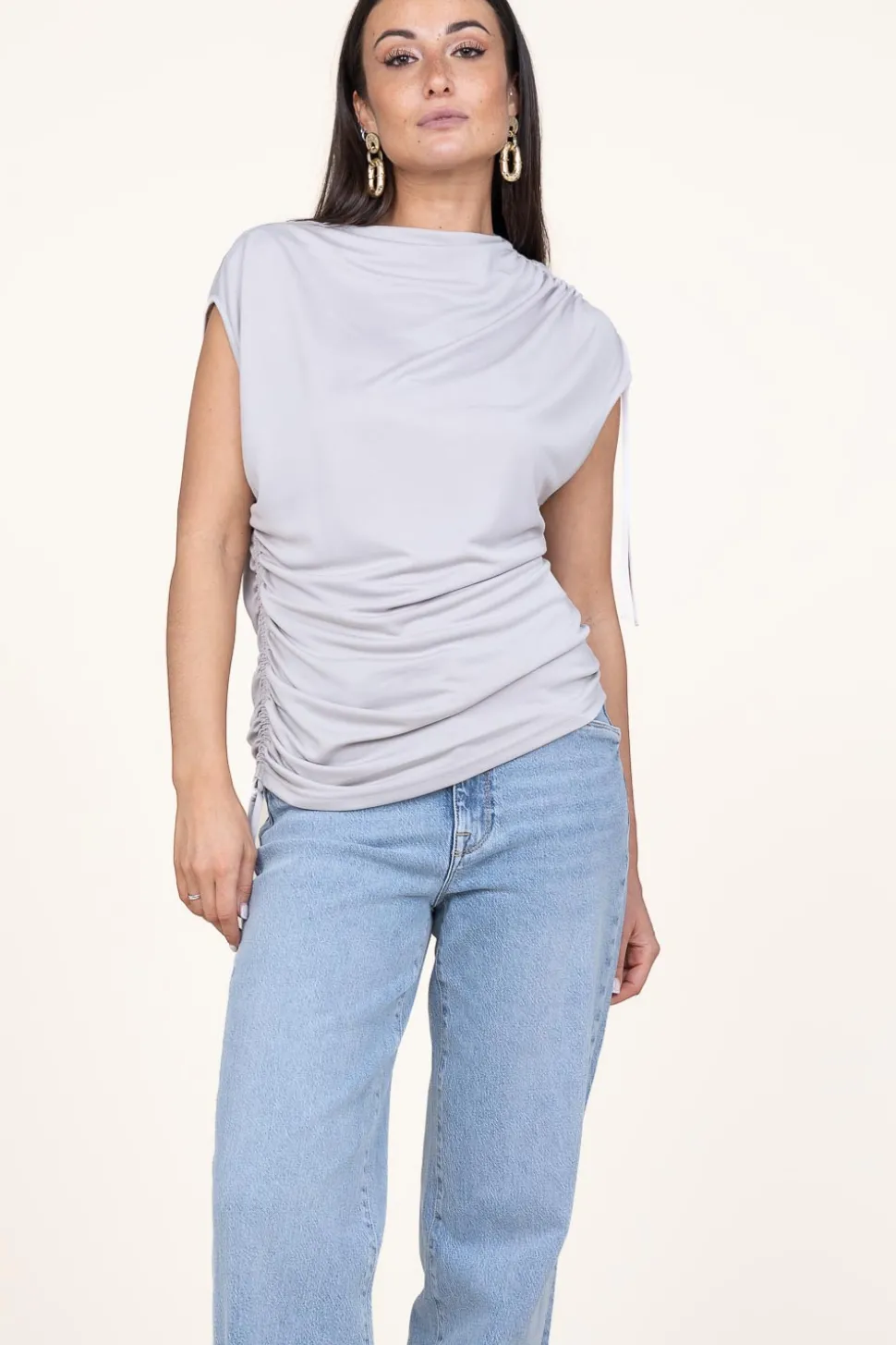Soft Asymmetrical Modal Mix Top Elin | Natural... | Dante 6 | Little Soho