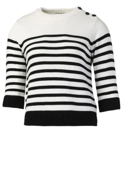 Soft Cotton Striped Sweater Peroza | Black & White... | Suncoo | Little Soho