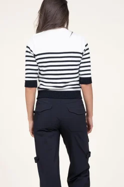 Soft Cotton Striped Sweater Peroza | Black & White... | Suncoo | Little Soho