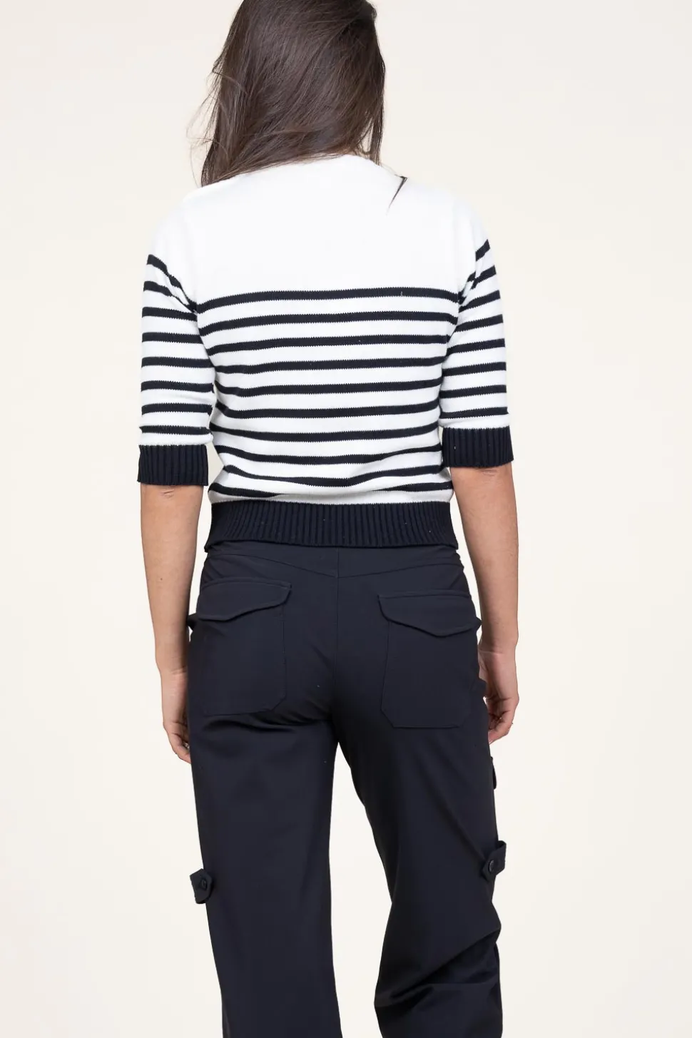 Soft Cotton Striped Sweater Peroza | Black & White... | Suncoo | Little Soho