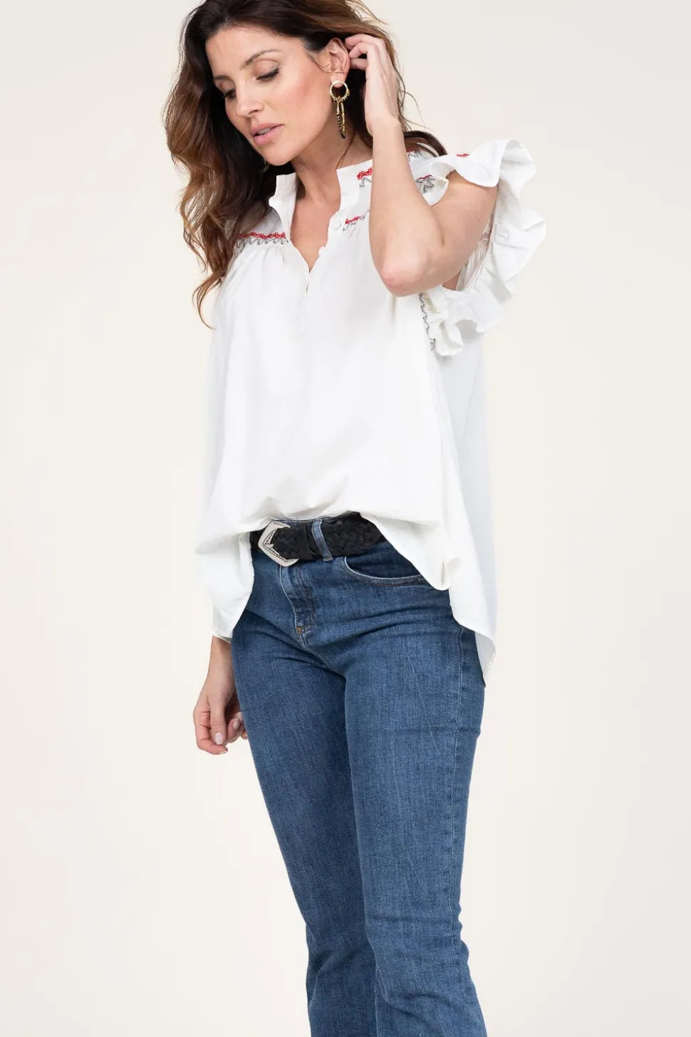 Soft Cotton Top With Embroidery Amarilis | Natural... | Devotion | Little Soho