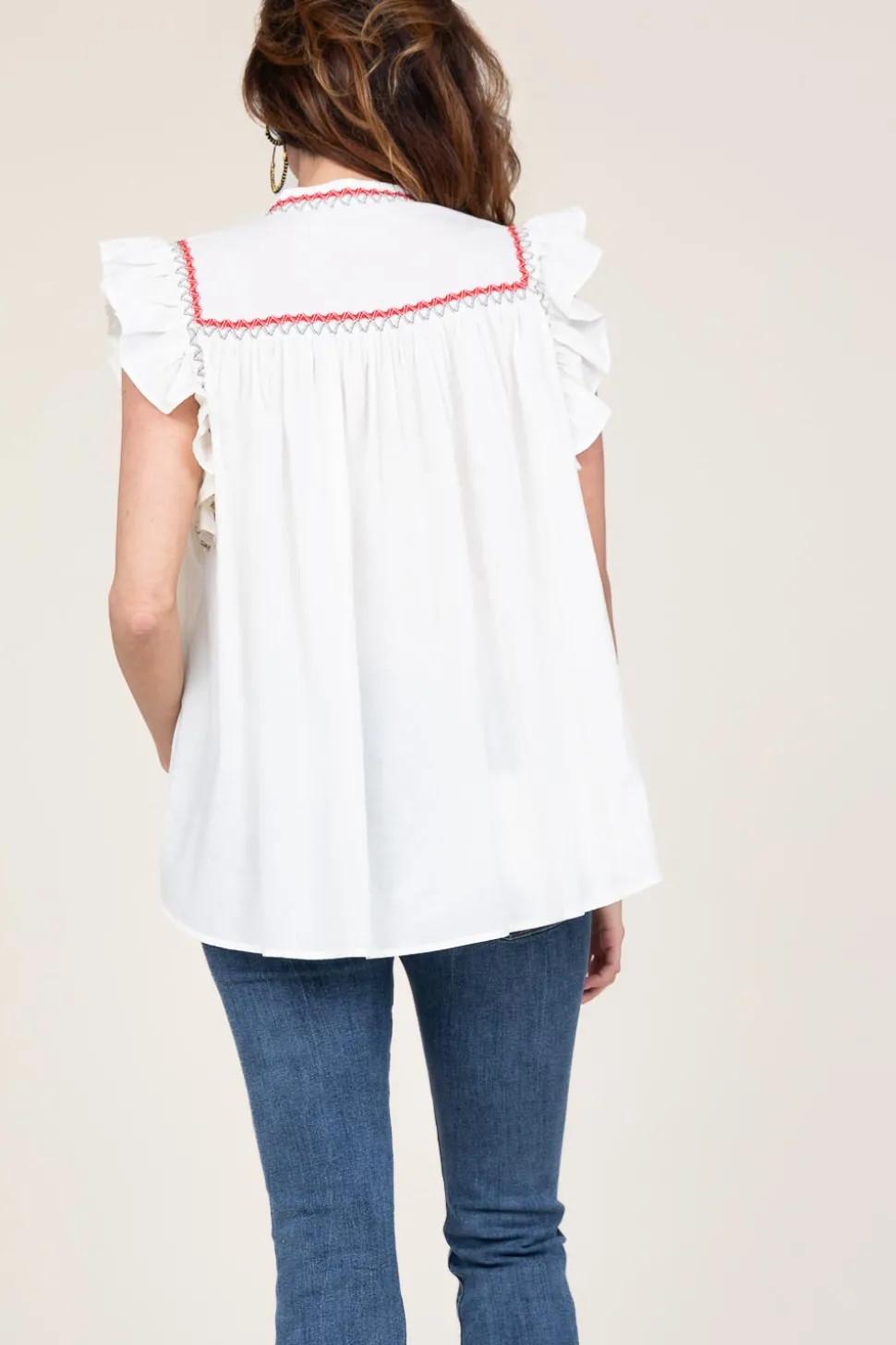 Soft Cotton Top With Embroidery Amarilis | Natural... | Devotion | Little Soho