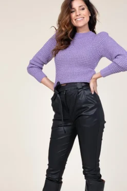 Soft Knitted Sweater With Lurex Tieke | Purple... | Ibana | Little Soho