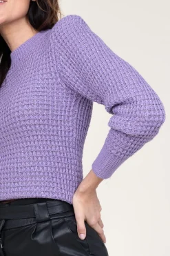 Soft Knitted Sweater With Lurex Tieke | Purple... | Ibana | Little Soho