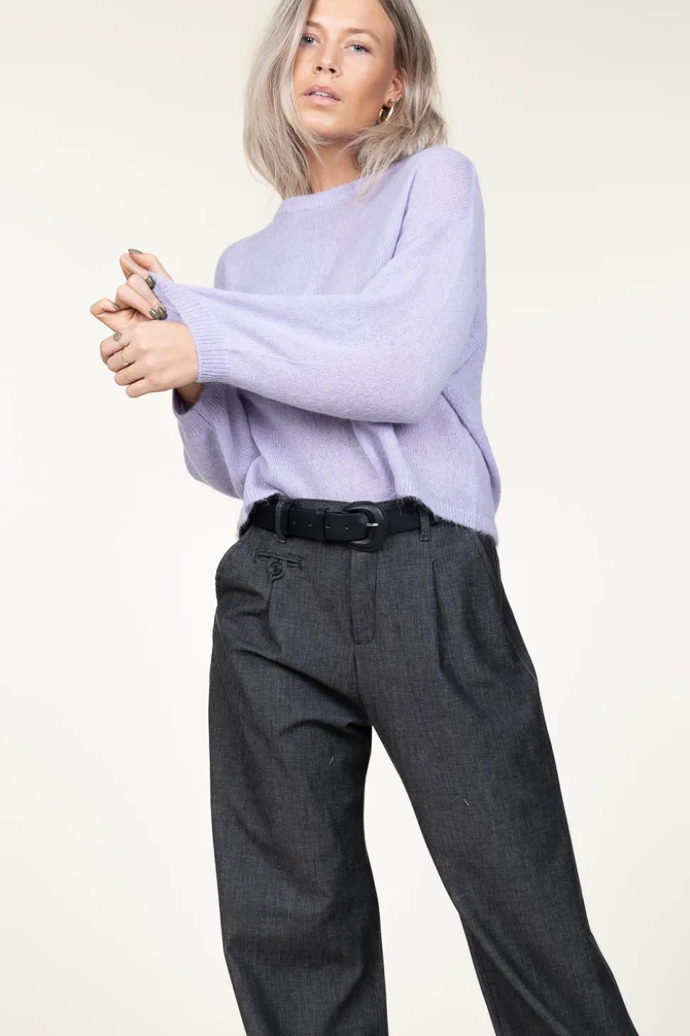 Soft Openback Alpaca Sweater Ullysa | Purple... | Dante 6 | Little Soho