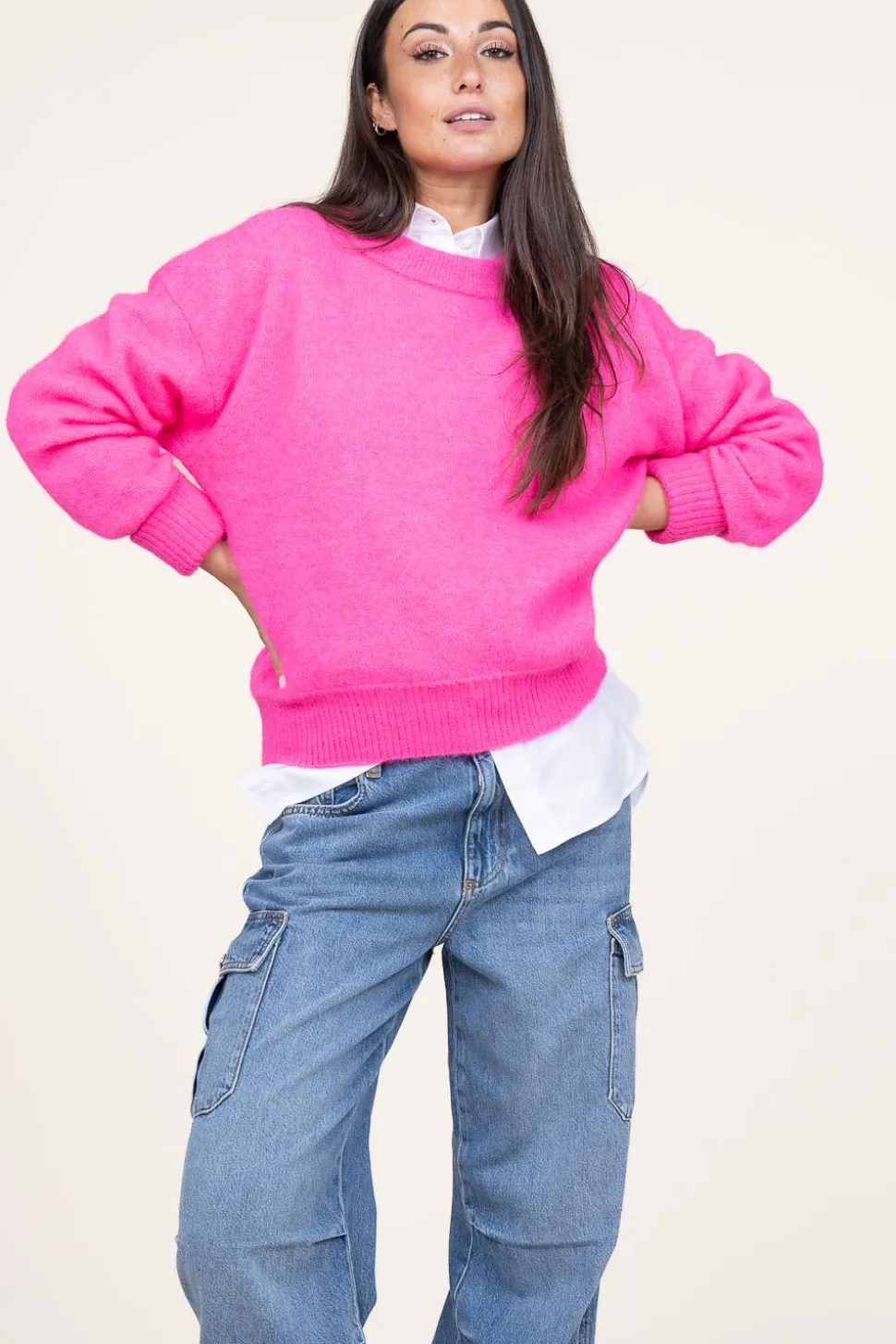 Soft Oversized Alpaca Sweater Vitow | Pink... | American Vintage | Little Soho