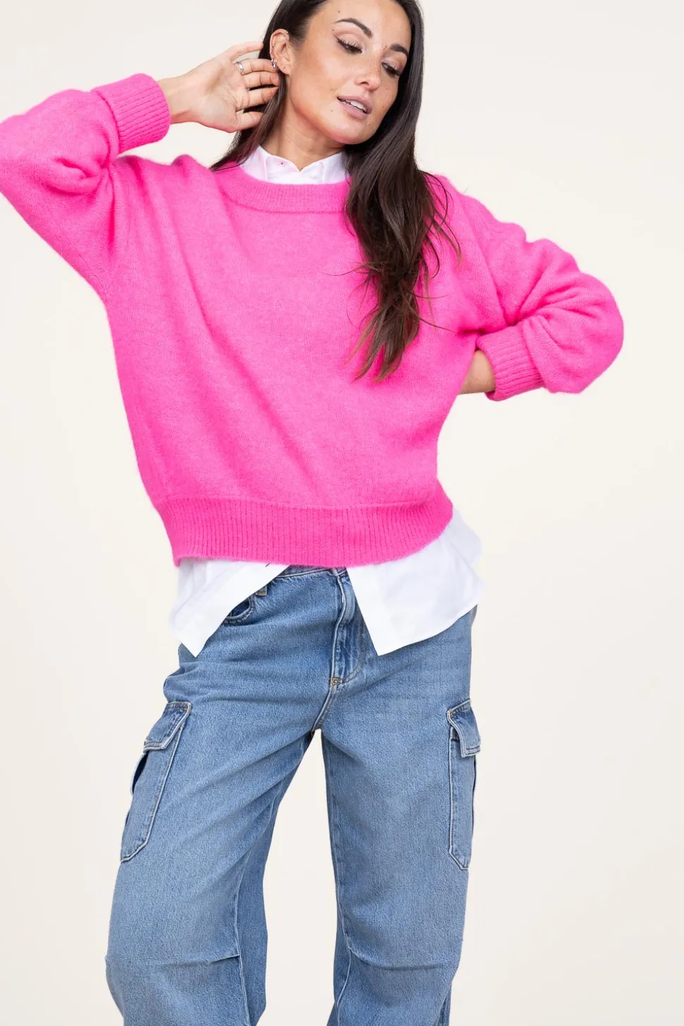 Soft Oversized Alpaca Sweater Vitow | Pink... | American Vintage | Little Soho