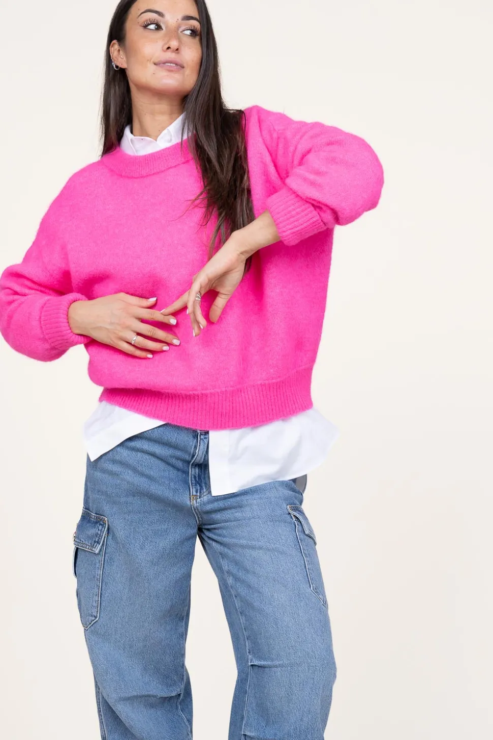 Soft Oversized Alpaca Sweater Vitow | Pink... | American Vintage | Little Soho