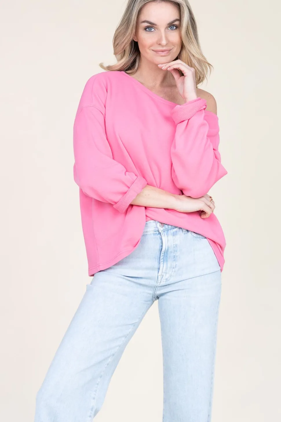 Soft Oversized Sweater Hapylife | Pink... | American Vintage | Little Soho