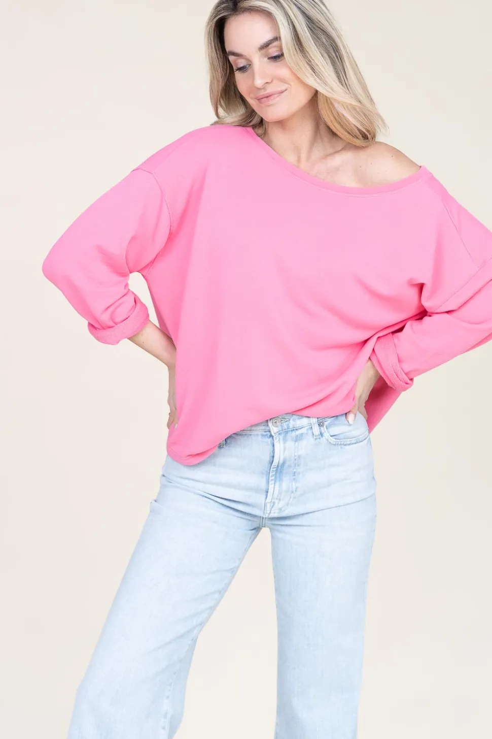 Soft Oversized Sweater Hapylife | Pink... | American Vintage | Little Soho