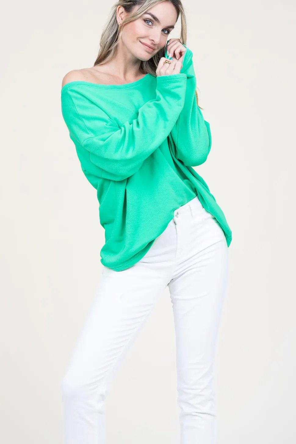 Soft Oversized Sweater Hapylife | Green... | American Vintage | Little Soho