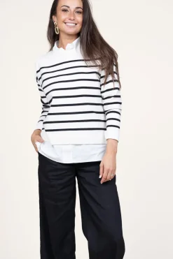 Soft Striped Sweater Collins | Black White... | Cc Heart | Little Soho
