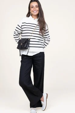 Soft Striped Sweater Collins | Black White... | Cc Heart | Little Soho