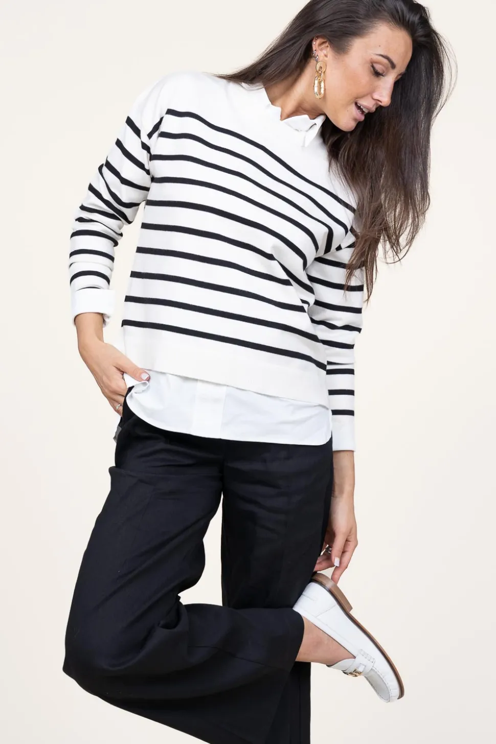 Soft Striped Sweater Collins | Black White... | Cc Heart | Little Soho