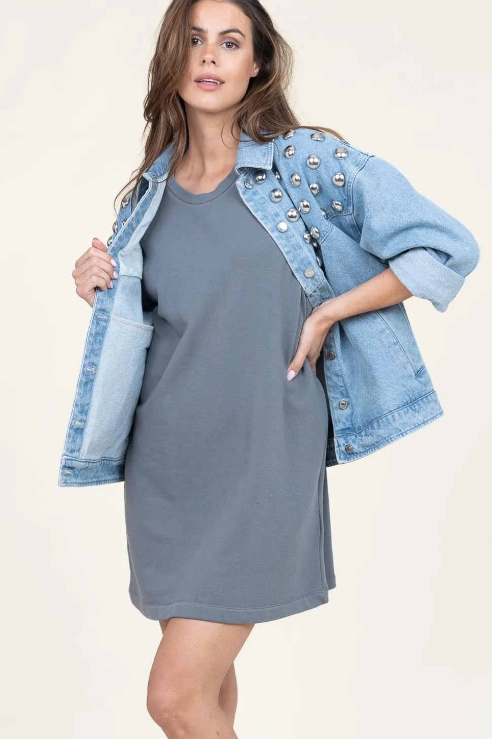 Soft Sweater Dress Hapylife | Grey... | American Vintage | Little Soho