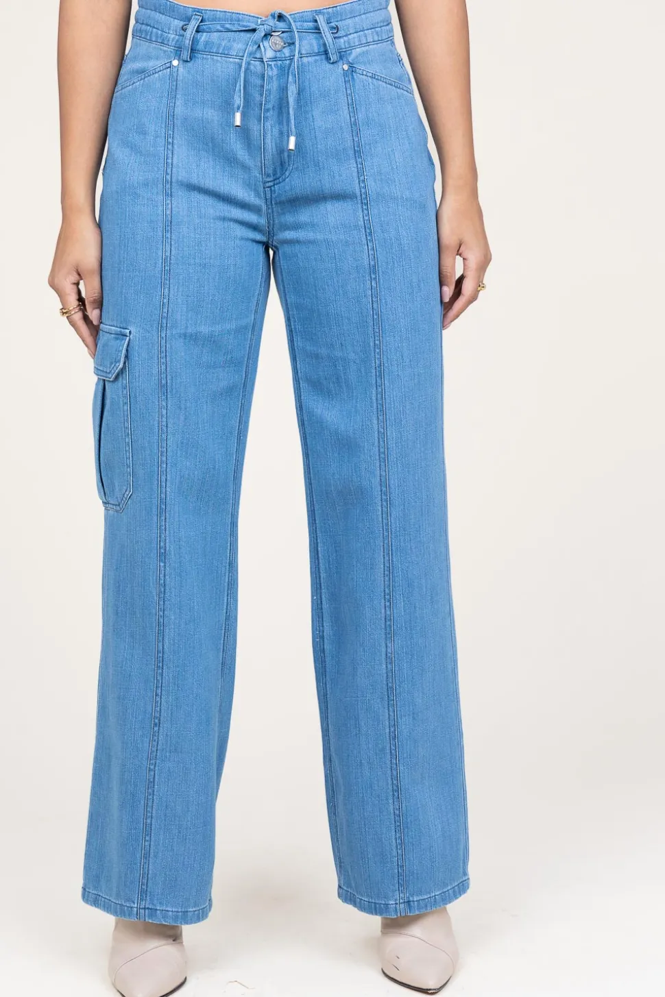 Soft Tencel Denim Cargo Pants Blustery | Blue... | Dante 6 | Little Soho