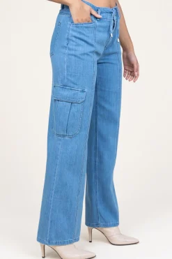 Soft Tencel Denim Cargo Pants Blustery | Blue... | Dante 6 | Little Soho