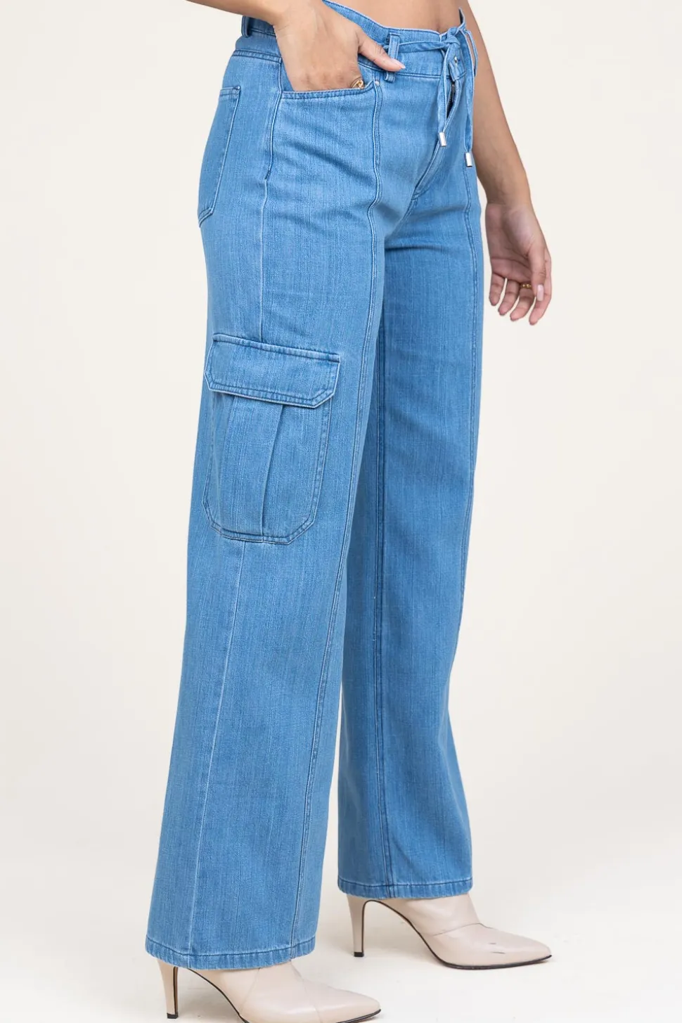 Soft Tencel Denim Cargo Pants Blustery | Blue... | Dante 6 | Little Soho