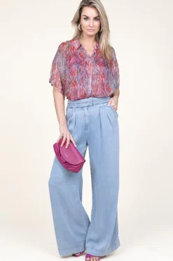 Soft Tencel Pleated Pants Fredrique | Blue... | Aaiko | Little Soho