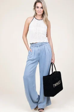 Soft Tencel Pleated Pants Fredrique | Blue... | Aaiko | Little Soho