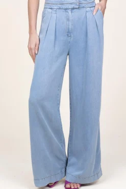 Soft Tencel Pleated Pants Fredrique | Blue... | Aaiko | Little Soho