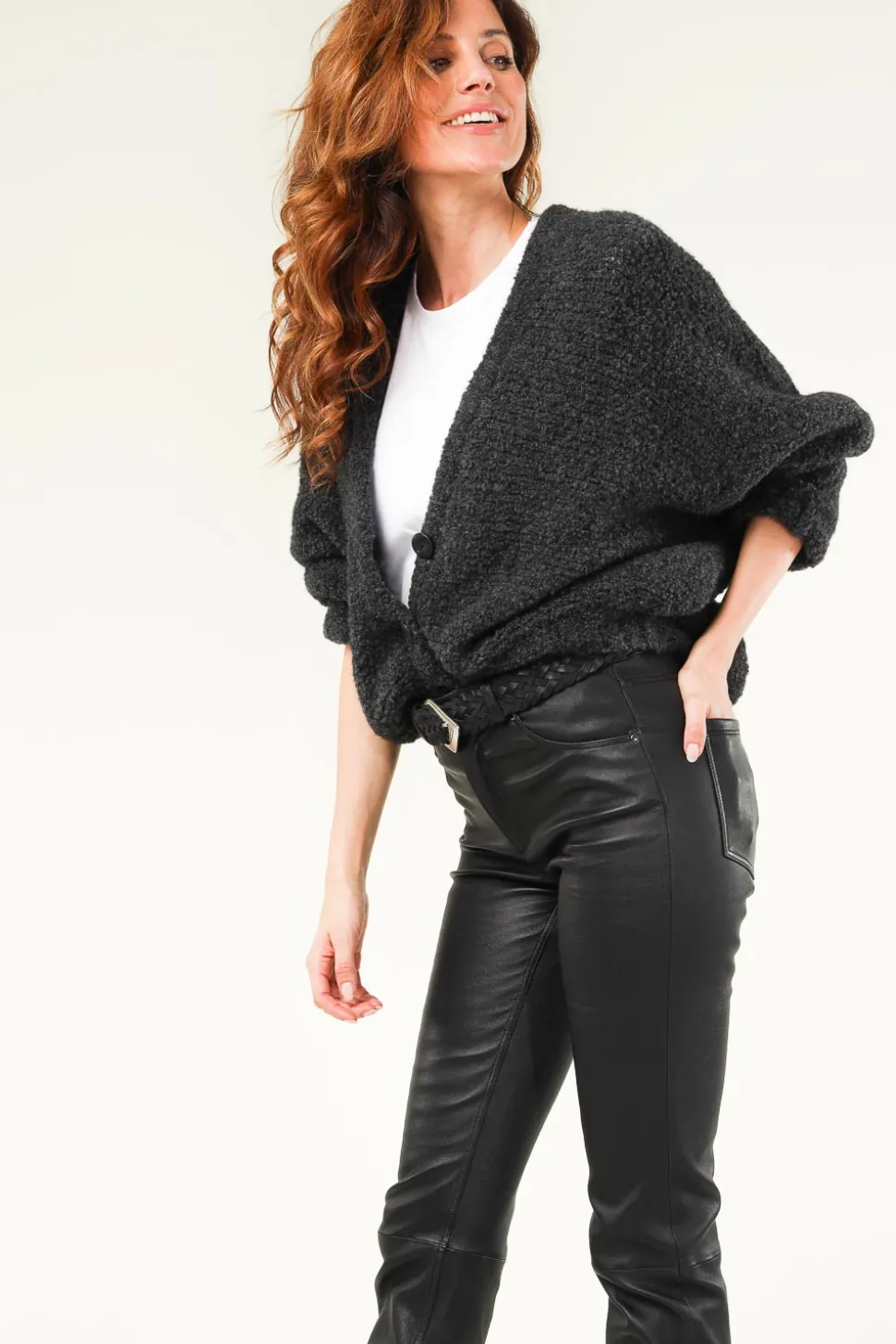 Soft Wool Mix Cardigan Zolly | Dark Grey... | American Vintage | Little Soho