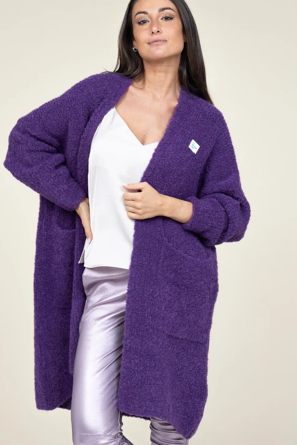 Soft Wool Mix Maxi Cardigan Zolly | Purple... | American Vintage | Little Soho