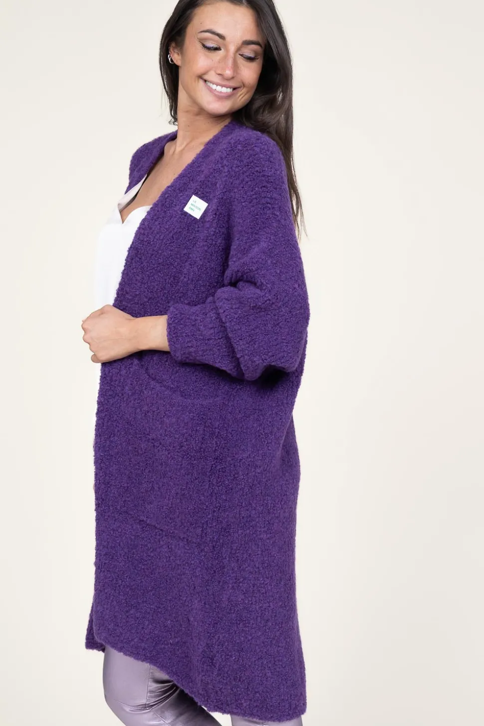 Soft Wool Mix Maxi Cardigan Zolly | Purple... | American Vintage | Little Soho