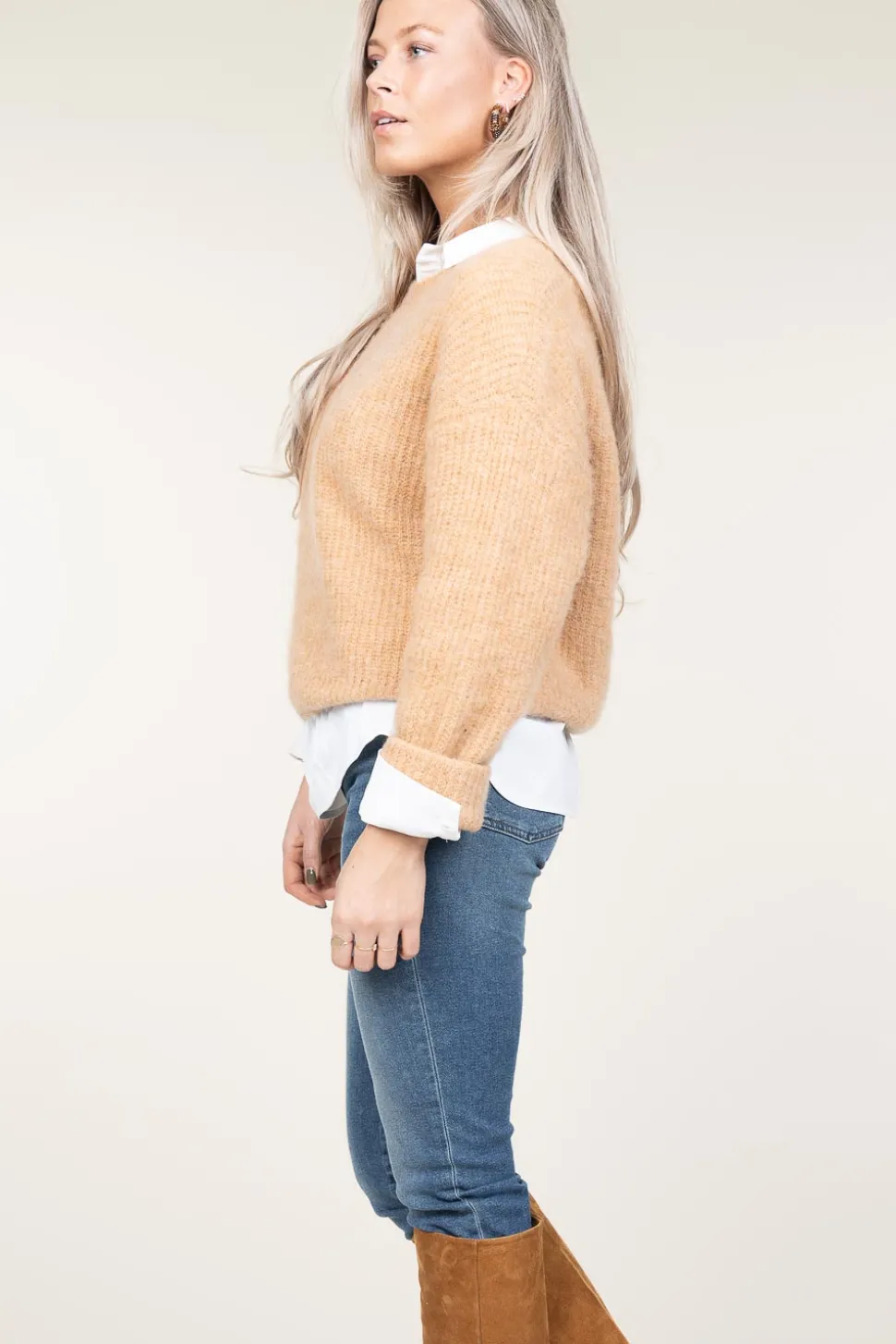 Soft Wool Mix Sweater East | Camel... | American Vintage | Little Soho