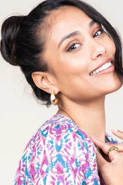 Stainless Steel Gold Plated Earrings Ribble | Gold... | Bandhu | Little Soho