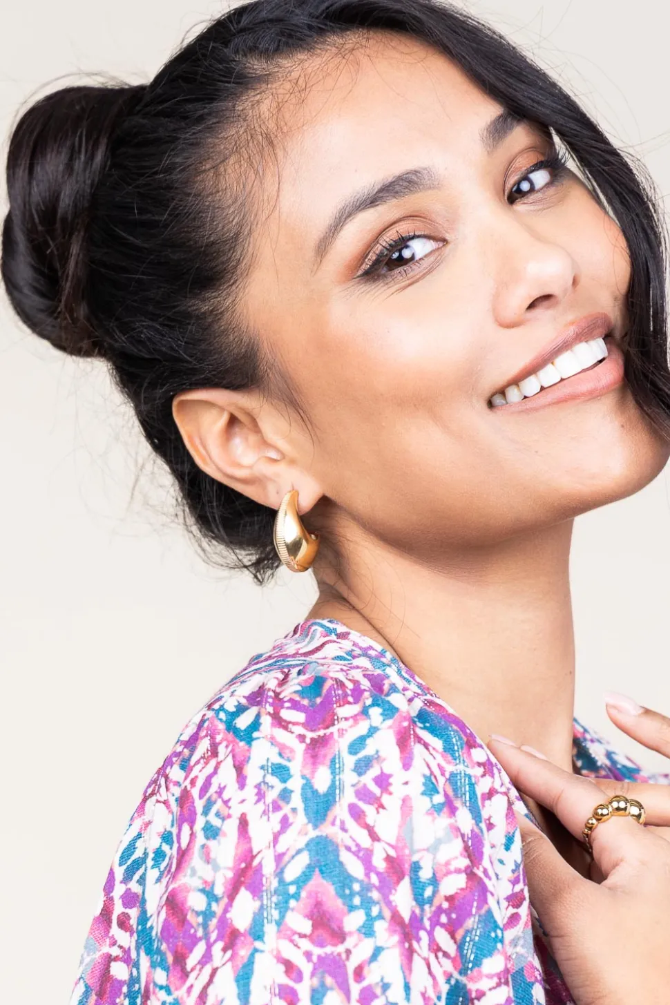 Stainless Steel Gold Plated Earrings Ribble | Gold... | Bandhu | Little Soho