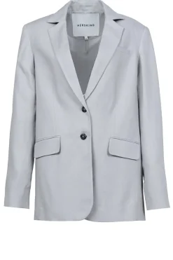 Straight Blazer In Linen Blend Mercy | Grey... | Herskind | Little Soho