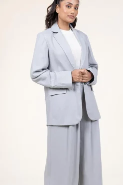 Straight Blazer In Linen Blend Mercy | Grey... | Herskind | Little Soho
