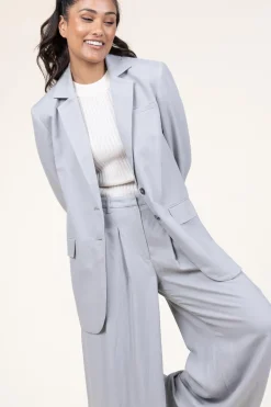Straight Blazer In Linen Blend Mercy | Grey... | Herskind | Little Soho