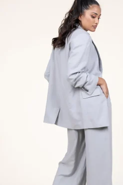 Straight Blazer In Linen Blend Mercy | Grey... | Herskind | Little Soho