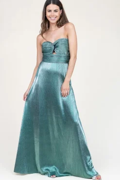Strapless Maxi Dress With Lurex Frederique | Green... | Ibana | Little Soho