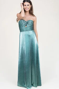 Strapless Maxi Dress With Lurex Frederique | Green... | Ibana | Little Soho