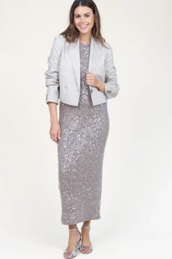 Stretch Cropped Linen Mix Blazer Acedia | Beige... | Dante 6 | Little Soho