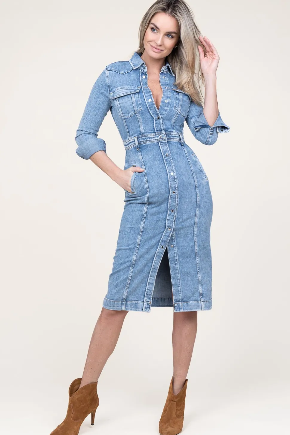 Stretch Denim Dress Luxe | Blue... | 7 For All Mankind | Little Soho