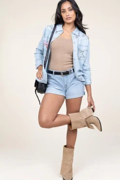 Stretch Denim Short Roll | Blue... | 7 For All Mankind | Little Soho