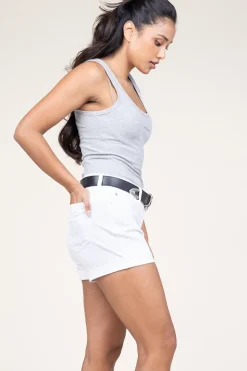 Stretch Denim Short Roll | White... | 7 For All Mankind | Little Soho