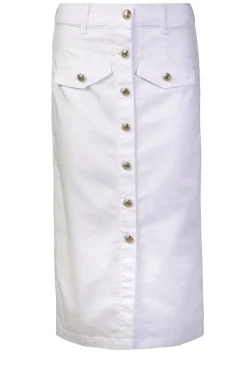 Stretch Denim Skirt With Gold Colored Details Sperone | White... | Liu Jo | Little Soho