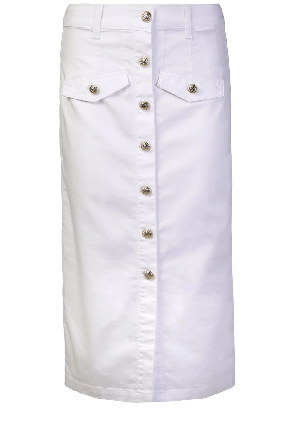 Stretch Denim Skirt With Gold Colored Details Sperone | White... | Liu Jo | Little Soho