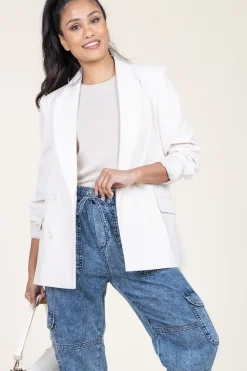 Stretch Double Breasted Blazer Odille | Natural... | Dante 6 | Little Soho